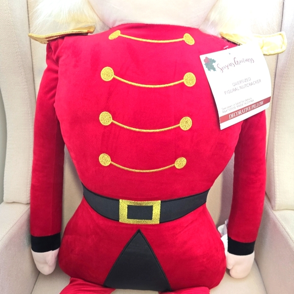 Htf Seasons Greetings Limited Edition Oversized Decorative Nutcracker Pillow - Picture 8 of 12